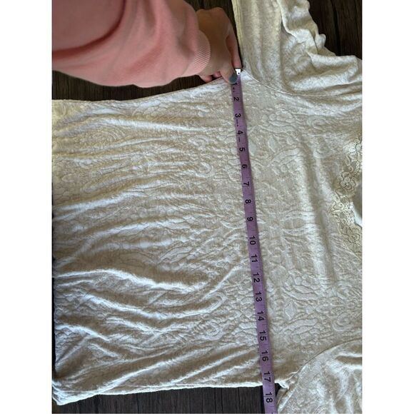 Coldwater Creek Lace Trim Jacquard Floral Scoop Neck Long Sleeve Top Cream Small - Picture 10 of 11